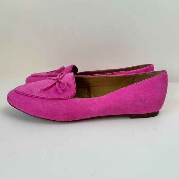 J Crew Shoes Pink Bow Loafers Flat Slip On Vegan Suede Preppy Barbiecore - Picture 2 of 9